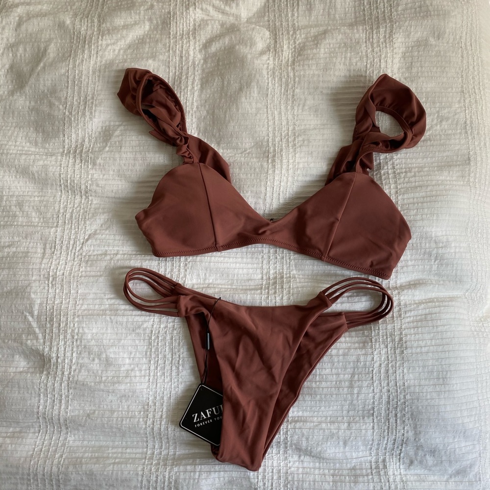 Mauve ruffle bikini ZAFUL